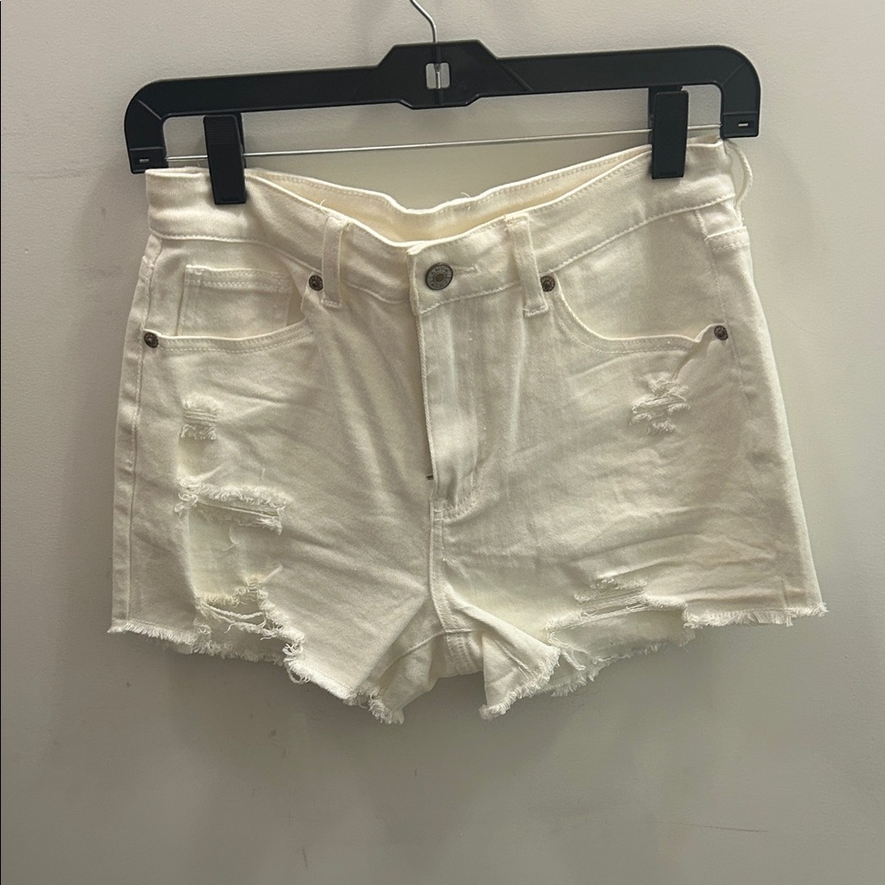 Source Unknown Cream Distressed Jean Shorts